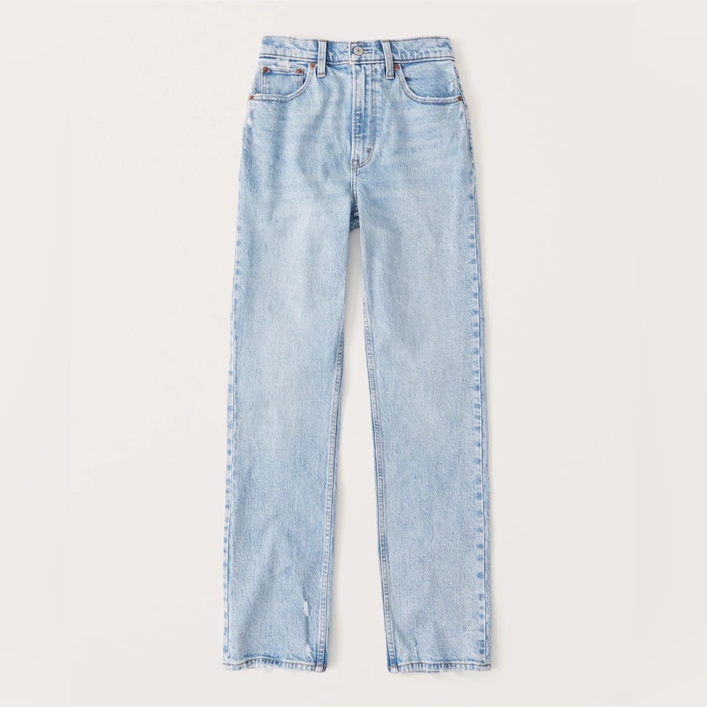 Abercrombie Ultra High Rise 90s Straight Jean - light blue wash